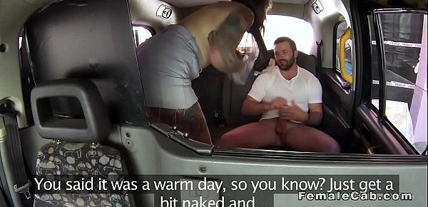  Dude wanking cock in female fake taxi